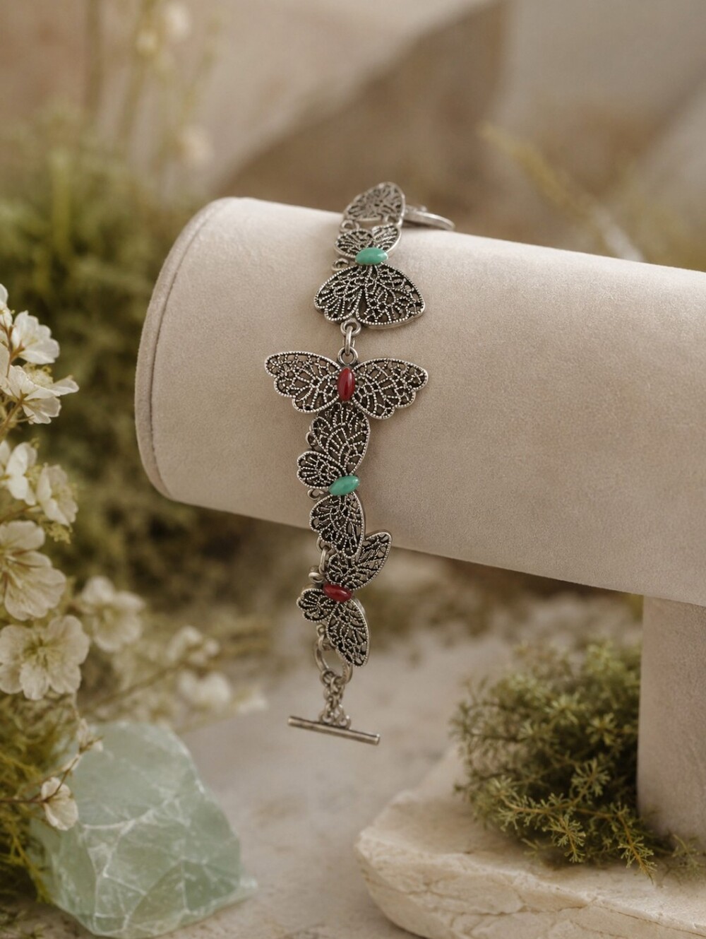 Rare Whimsigoth Fairycore Y2k Silver Tone Filigree Romantic Butterfly Bracelet